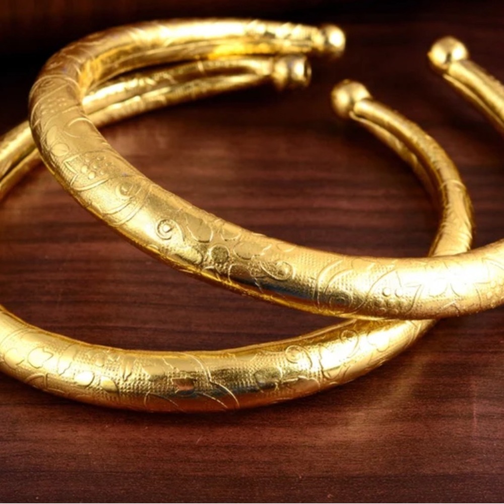 Gold Textured Cuff Bracelet - Women's Jewelry
